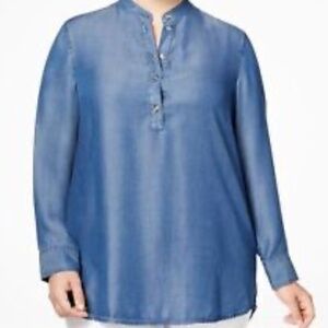 EIC Michael Michael Kors Lyocell Chambray Denim Top Size Small